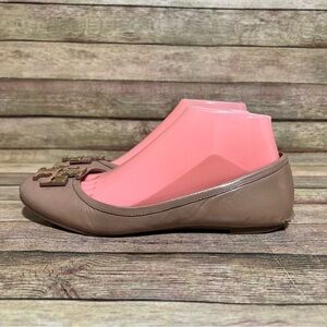 Tory Burch Lowell Biege Logo Flats
